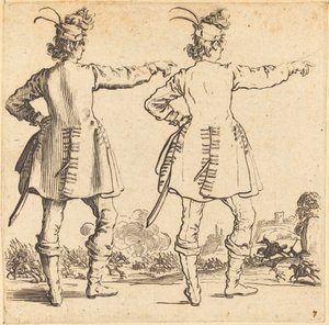 Důstojník s peřím v čepici, při pohledu zezadu, 1617 a 1621. od Jacques Callot
