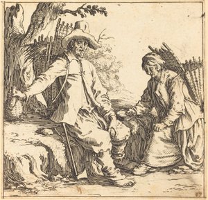 Rolnický pár v klidu, c. 1621. od Jacques Callot