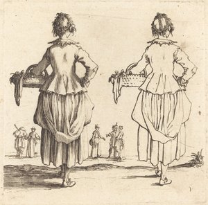 Selská žena s košem, při pohledu zezadu od Jacques Callot