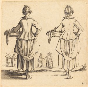 Selská žena s košem, při pohledu zezadu od Jacques Callot