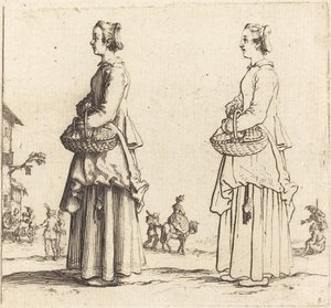 Selská žena s košem, z profilu, tváří vlevo, 1617 a 1621. od Jacques Callot