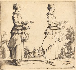 Selská žena s košem, z profilu, tváří vpravo, 1617 a 1621. od Jacques Callot