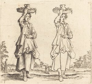 Selka s košem na hlavě, pohled zepředu, 1617 a 1621. od Jacques Callot