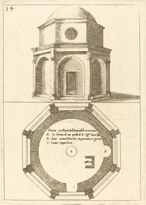 Plán a pohled na kostel Nanebevstoupení Páně od Jacques Callot