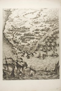 Deska čtyři z Obležení La Rochelle od Jacques Callot