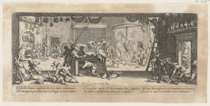 Vyplenění statku, list 5 ze série „Hrůzy války“ od Jacques Callot