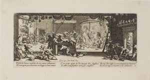 Drancování velkého statku, pátý talíř z knihy Válečné útrapy od Jacques Callot