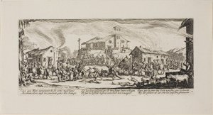 Plundering and Burning a Village, deska sedm z The Miseries of War od Jacques Callot