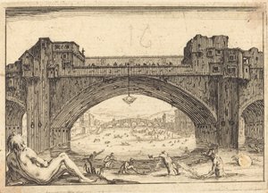 Ponte Vecchio, Florencie od Jacques Callot
