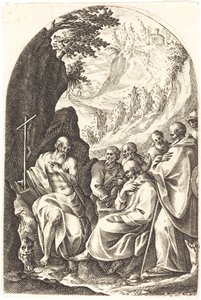Svatý Jeroným poučuje své učedníky na poušti od Jacques Callot