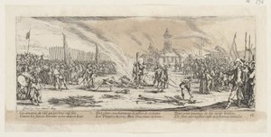 Pohřební hranice, list 13 ze série „Hrůzy války“ od Jacques Callot