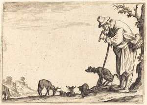Pastýř hrající na flétnu od Jacques Callot