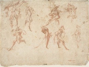 Náčrtky pro Balli di Sfessania (recto) Náčrtky tanečníků (verze) od Jacques Callot