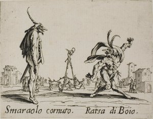 Rohatý Smaraolo - Ratsa di Boio, deska 4 od Balli di Sfessania od Jacques Callot
