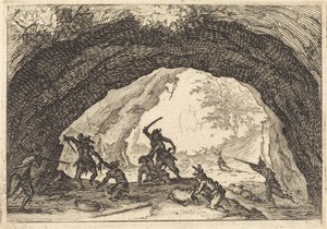 Vojáci útočící na lupiče od Jacques Callot