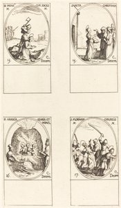 Svatá Bibiana; St. Birinus; svatá Barbora; Svatý Sabas od Jacques Callot