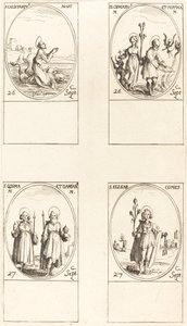Svatý Calistratus, sv. Cyprian a Justina, sv. Comus a Damian, St. Elzear, hrabě. od Jacques Callot