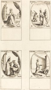 Svatý David, král a prorok; Sts. Sabinus a Venustianus; Svatý Silvestr; Svatá Colomba od Jacques Callot