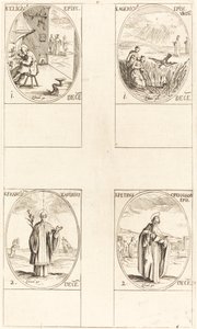 sv. Eligius; Svatý Agericus; svatý František Xaverský; Svatý Petr Chrysologus od Jacques Callot