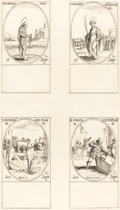 Svatý. Ferreolus, sv. ledna, sv. Eustace a jeho děti, sv. Fausta a Evelasius. od Jacques Callot