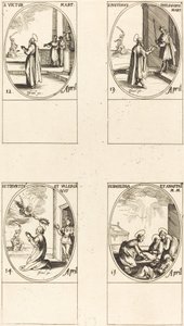 Svatý. Vítěz; Svatý. Justin; Svatí Tiburtius a Valerian; Svatí Basilissa a Anastasia od Jacques Callot