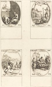Sv. Zenon a tovaryši, sv. Jan Křtitel, sv. Gallikán, sv. Pelagius. od Jacques Callot
