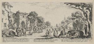 Umírající u cesty, list 16 ze souboru "Hrůzy války" od Jacques Callot
