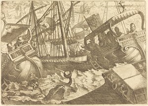 Bouře u pobřeží Barcelony od Jacques Callot