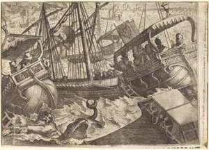 Bouře u pobřeží Barcelony [recto] od Jacques Callot