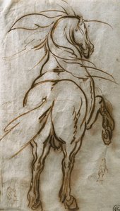 Studie chovného koně s vedlejší studií téhož a pohledem na město, od Jacques Callot