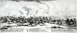 Bitva, deska 3 z knihy "Bída a neštěstí války", vyryl Israel Henriet (asi 1590-1661) 1633 od Jacques Callot