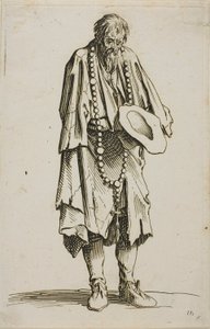 Žebrák s růžencem, talíř jedenáctý z Žebráků od Jacques Callot