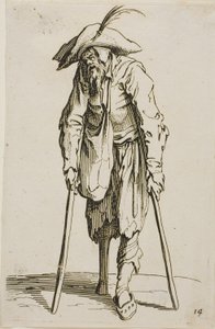 Žebrák s dřevěnou nohou, deska čtrnáctá z Žebráků od Jacques Callot