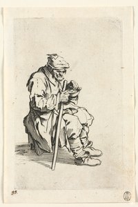 The Beggars: Beggar Sitting Down and Eating, c. 1623. od Jacques Callot