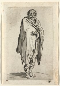 The Beggars: Žebrák bez klobouku a bot od Jacques Callot