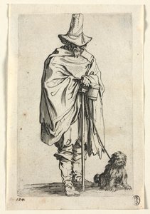 Žebráci: Slepý muž se svým psem od Jacques Callot