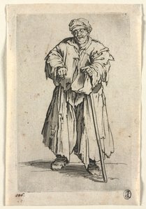 The Beggars: Obézní žebrák se sklopenýma očima od Jacques Callot