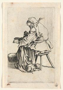 Žebráci: Stará žena a kočky, c. 1623. od Jacques Callot