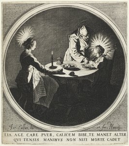 Požehnání Le Bénédicité také známé jako Svatá rodina u stolu, 1628. od Jacques Callot