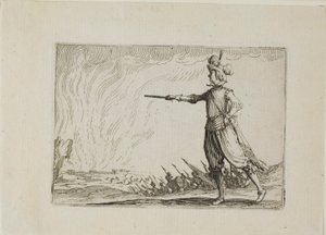 Pěší velitel, z knihy Caprices od Jacques Callot