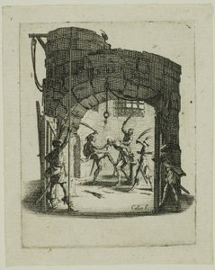 Bičování, z Malé vášně od Jacques Callot