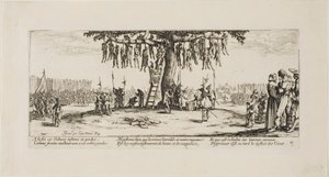 The Hanging, deska jedenáct z The Miseries of War od Jacques Callot