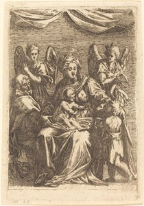 Svatá rodina se dvěma anděly od Jacques Callot