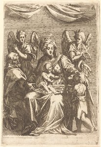 Svatá rodina se dvěma anděly od Jacques Callot