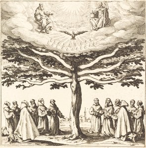 Nejsvětější Trojice na Stromě života, uctívaná františkány od Jacques Callot