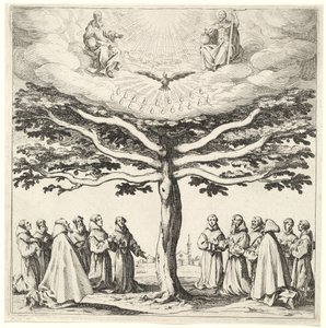 Nejsvětější Trojice na Stromě života, uctívaná františkány od Jacques Callot