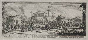 The Large Miseries of War: Drancování a vypalování vesnice, 1633. od Jacques Callot