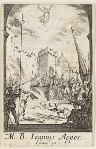 Umučení svatého Jana Evangelisty, pátá deska z knihy Umučení apoštolů od Jacques Callot