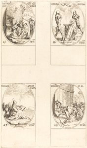 Narození Páně, svatý Štěpán, svatý Jan, svatá neviňátka. od Jacques Callot