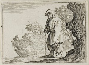 Rolník nesoucí tašku, z The Caprices od Jacques Callot